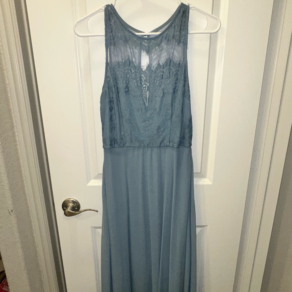 Forever Kind of Love Slate Blue Lace Maxi Dress